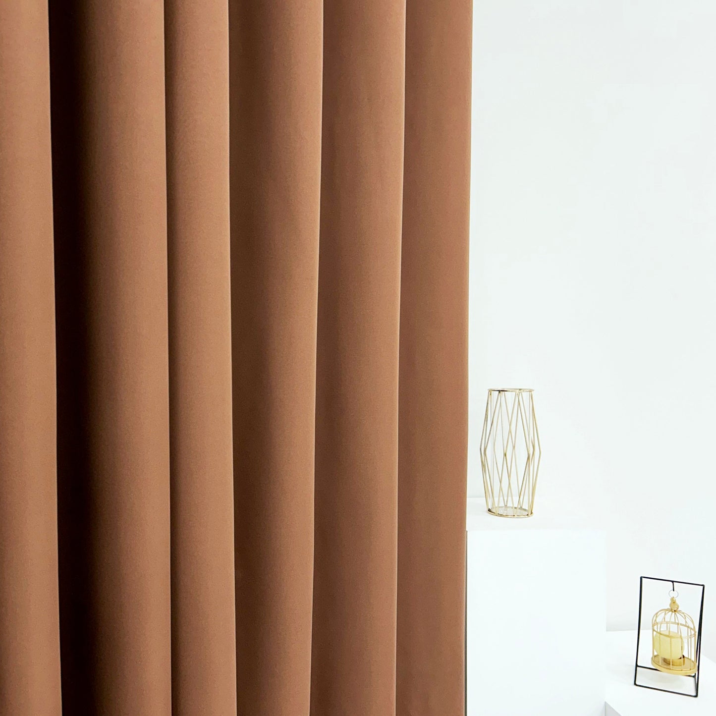 Plain Dyed Laminated Curtain- Brown