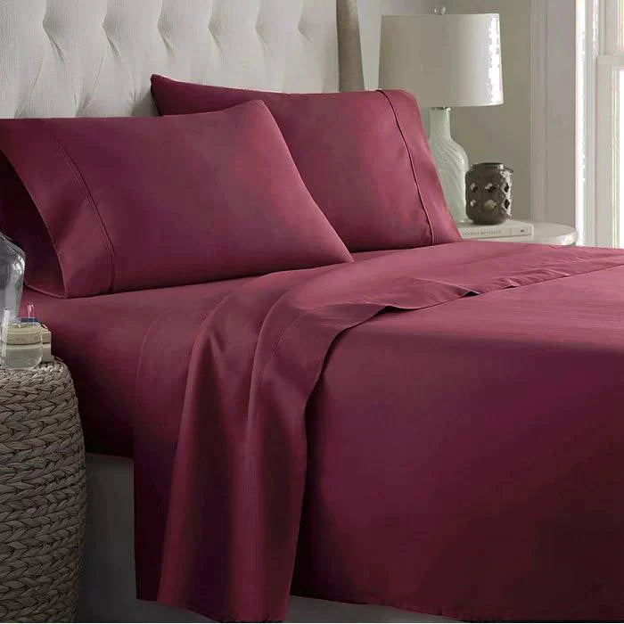 3 PCs Double Bed Sheet Dyed-Plum BED SHEET Apricot