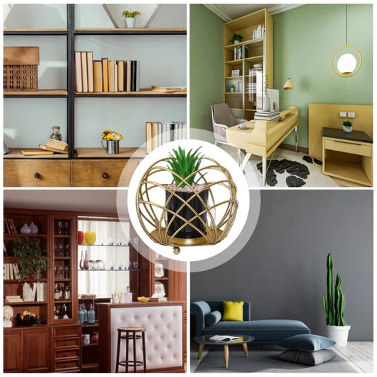 Cactus Metal Pot Stand-Golden(SA2405-153) Candle Stand Apricot