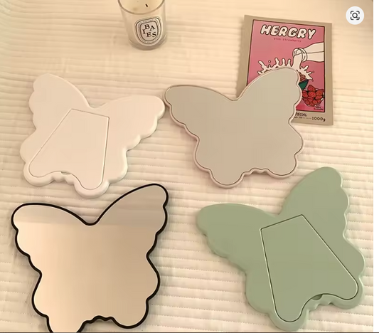 Butterfly Shaped Portable Makeup Mirror Mirror Apricot