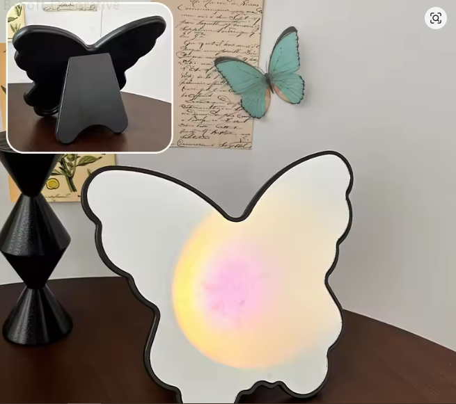 Butterfly Shaped Portable Makeup Mirror Mirror Apricot