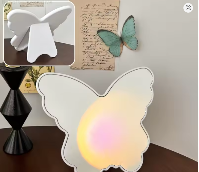 Butterfly Shaped Portable Makeup Mirror Mirror Apricot