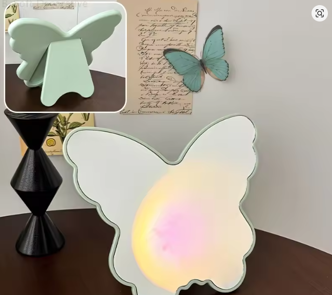 Butterfly Shaped Portable Makeup Mirror Mirror Apricot