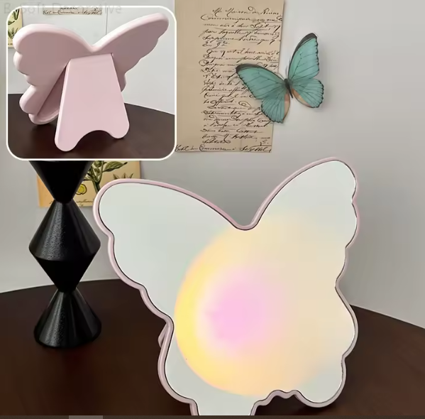Butterfly Shaped Portable Makeup Mirror Mirror Apricot