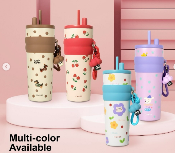 Stainless Steel Insulation Cup (SA2510-153)Floral Tumbler Apricot