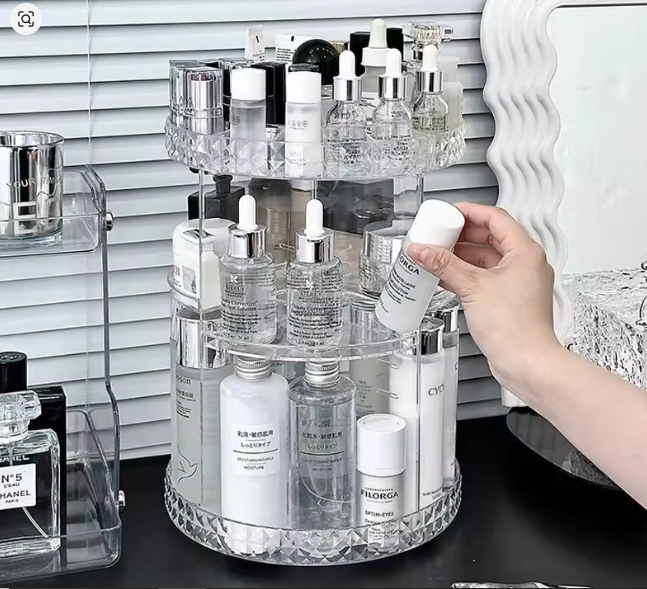 360° Rotating Makeup Organizer Stand-SA2408-189 Cosmetic Organizer Apricot