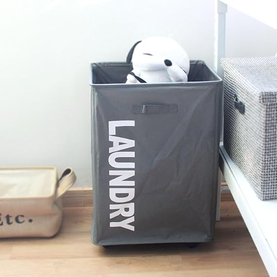 Cart Laundry Basket with Wheel-Grey(5394) Apricot
