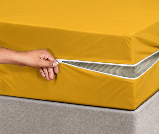 Zipper Mattress Cover- Mustard Protectors Apricot