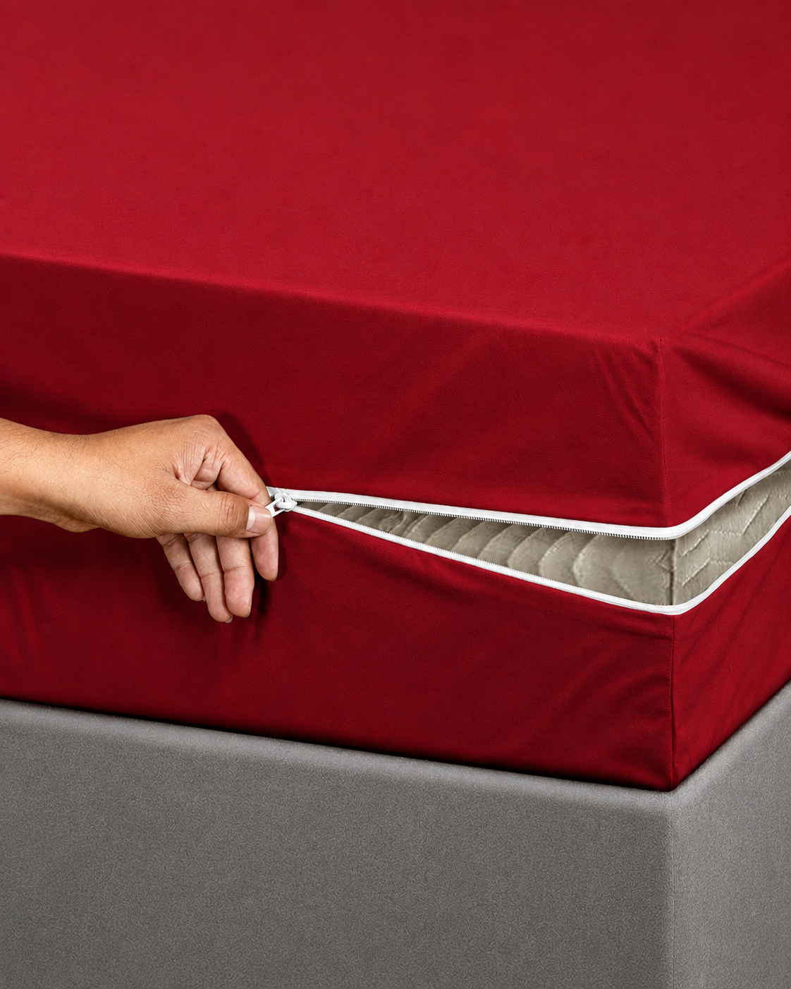 Zipper Mattress Cover- Maroon