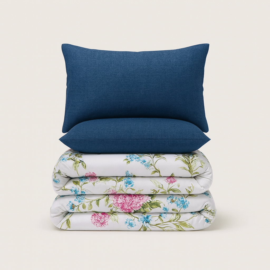 Duvet Cover-Blue Lotus Bed Sheets Apricot