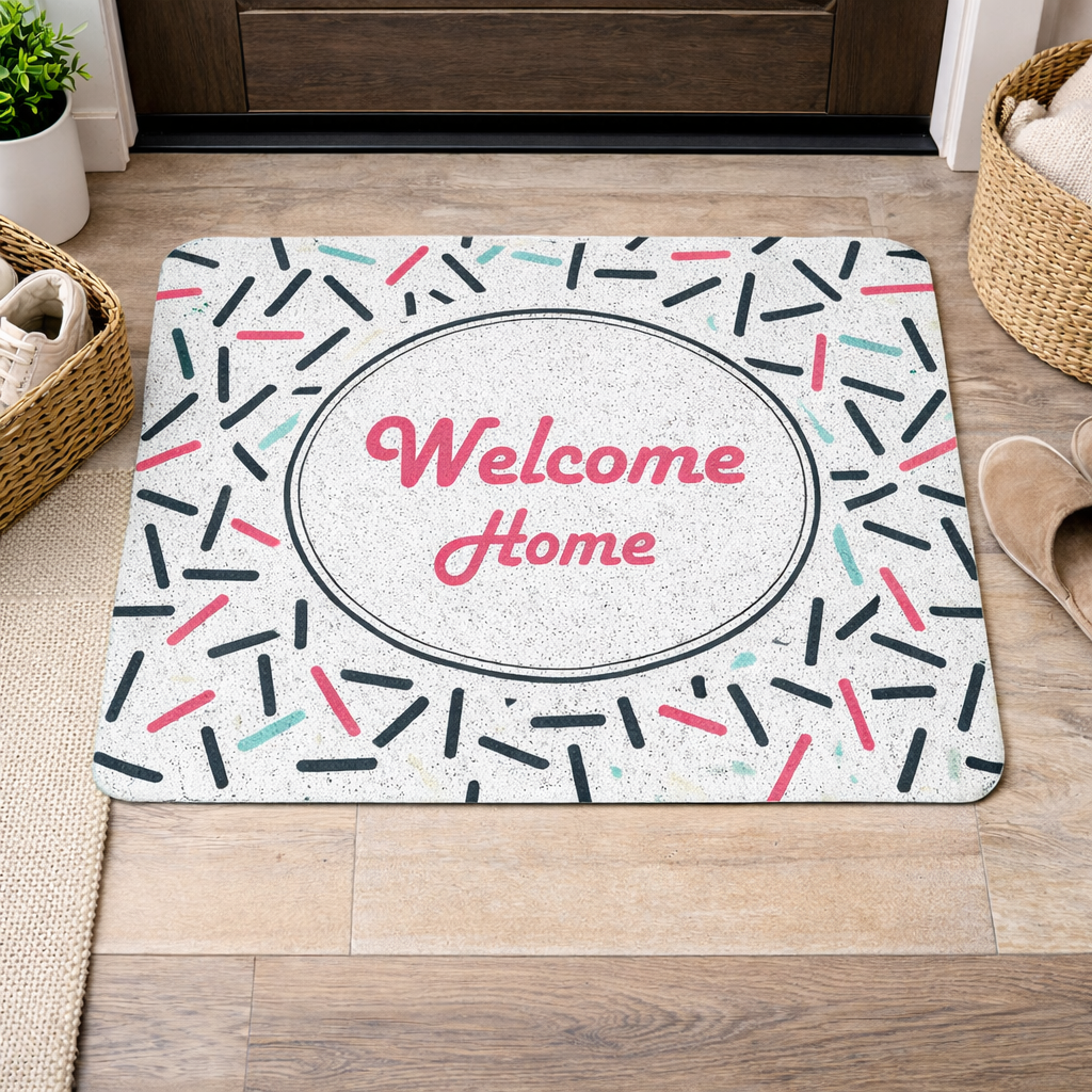 Anti-Slip Door Mat-5325(Welcome Home1) Door Mats Apricot