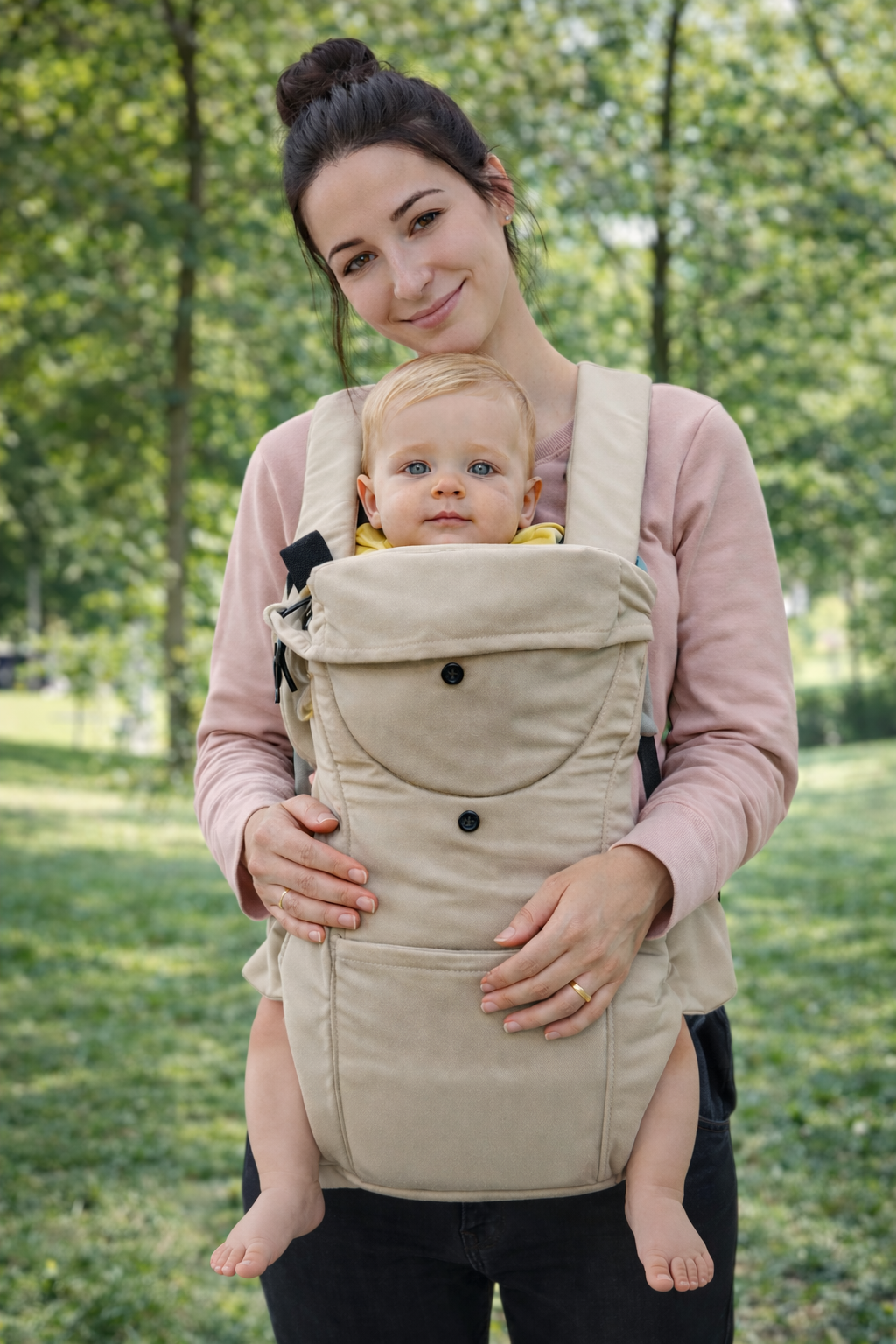 Multifunctional Baby Carrier for Newborn to Toddlers-SA2408-184(Beige) Blankets Apricot