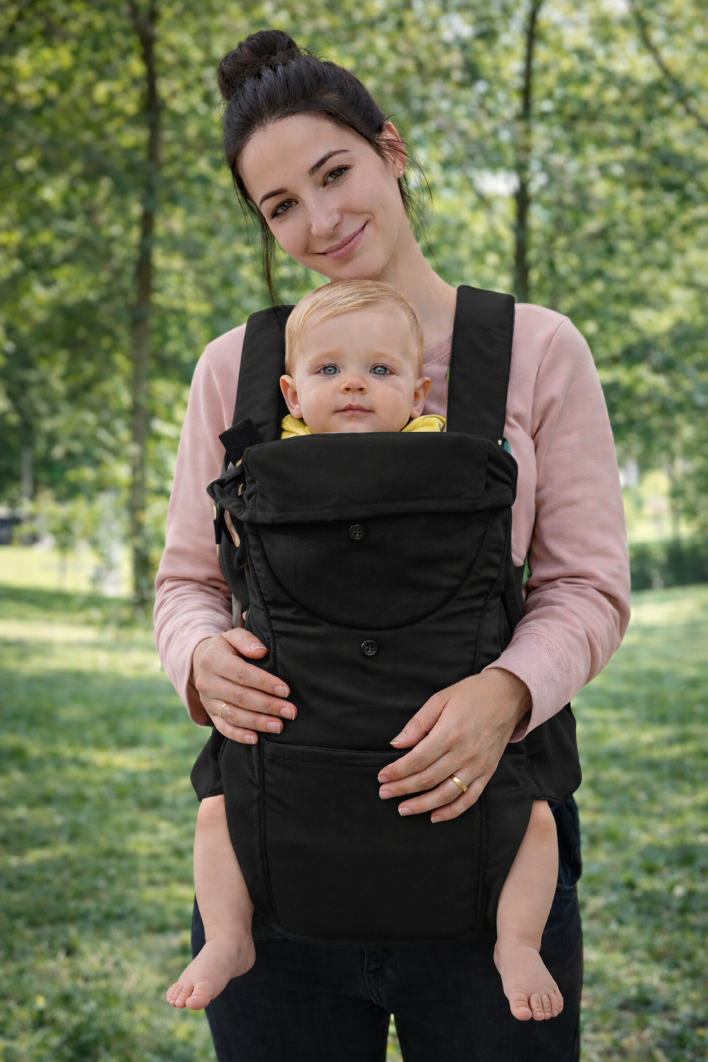 Multifunctional Baby Carrier for Newborn to Toddlers-SA2408-184(Black) Blankets Apricot