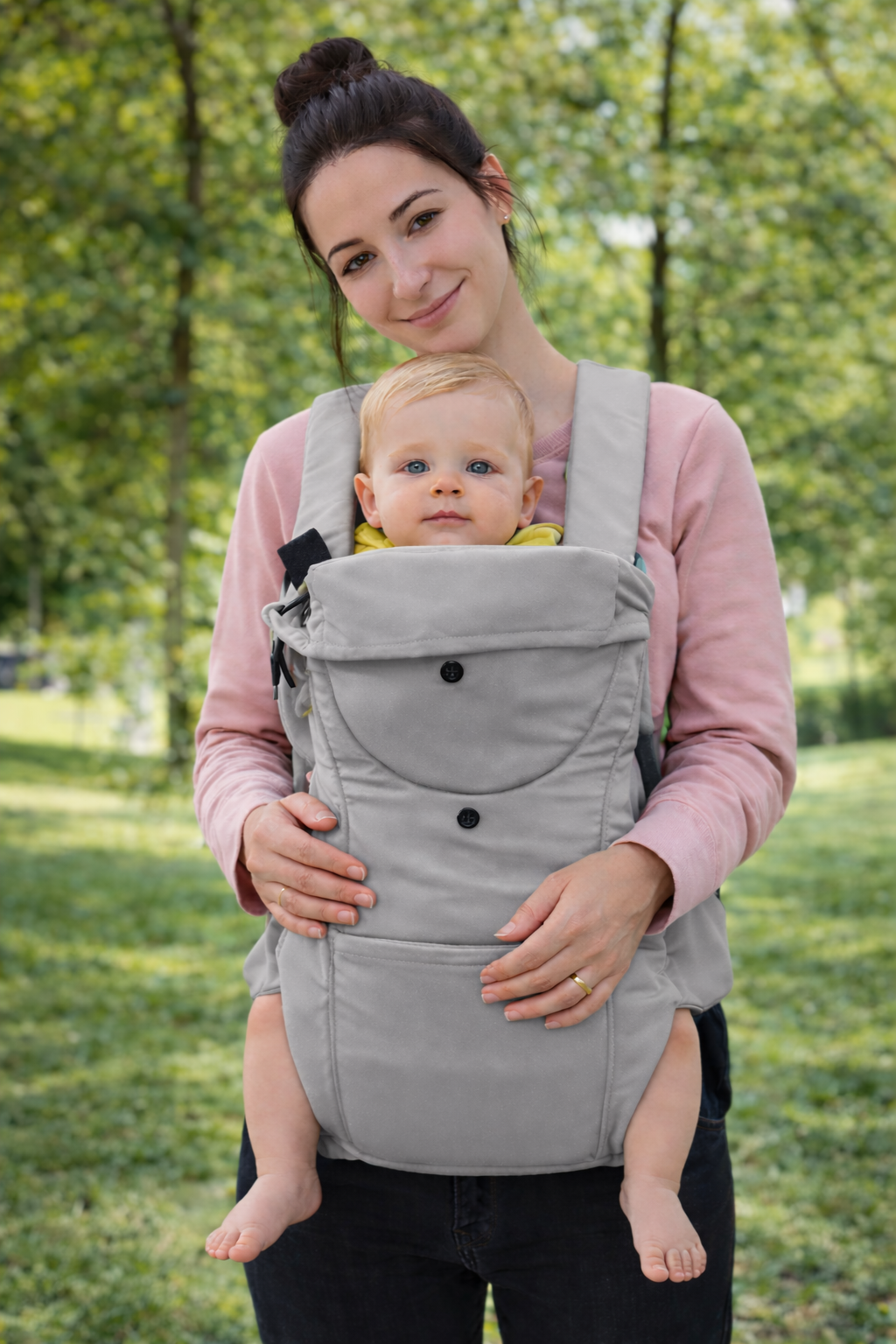 Multifunctional Baby Carrier for Newborn to Toddlers-SA2408-184(Grey) Blankets Apricot