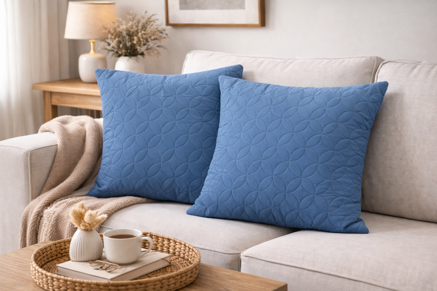 2 PCs Quilted Cushions-Patrol(Flower) cushions Apricot