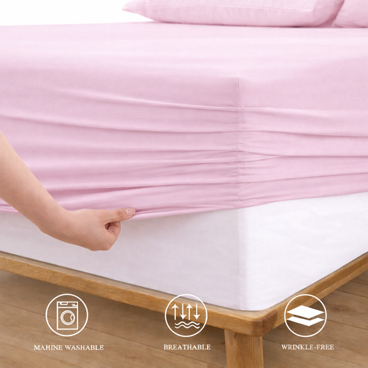 Fitted Bed Sheet-Light Pink
