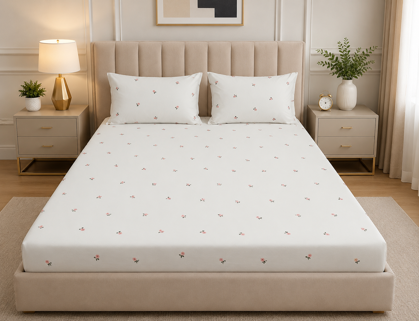 Fitted Bed Sheet- PFT0257 Fitted Sheets Apricot