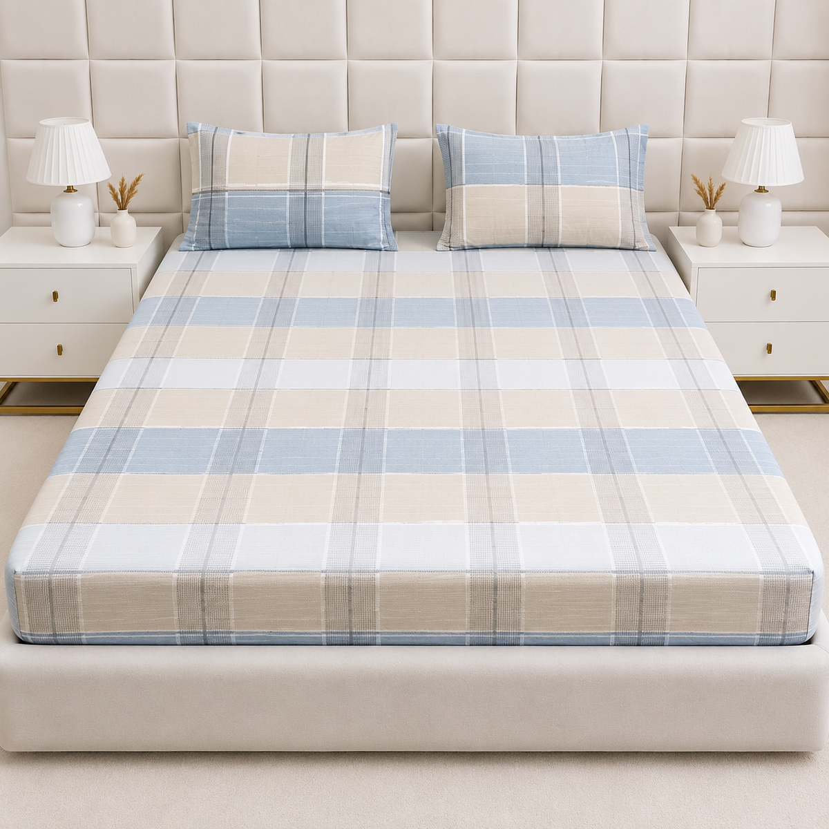 Fitted Bed Sheet- PFT0265 Fitted Sheets Apricot