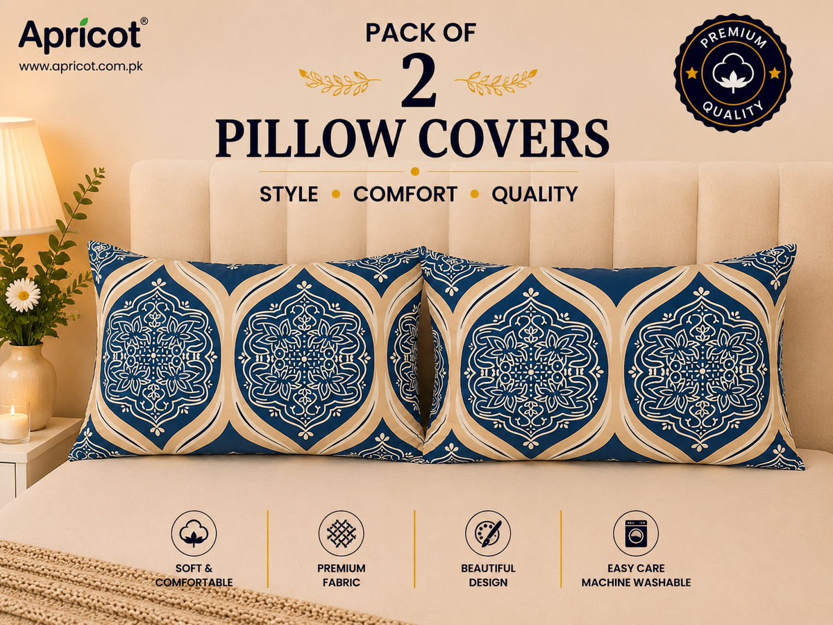 Printed Pillow Covers Pack of 2- PC0067 cushions Apricot