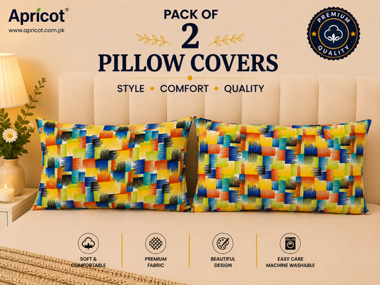 Printed Pillow Covers Pack of 2- PC0068 cushions Apricot