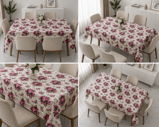 6 & 8 Seater Digital Printed Table Cover- TB48 Table Cover Apricot