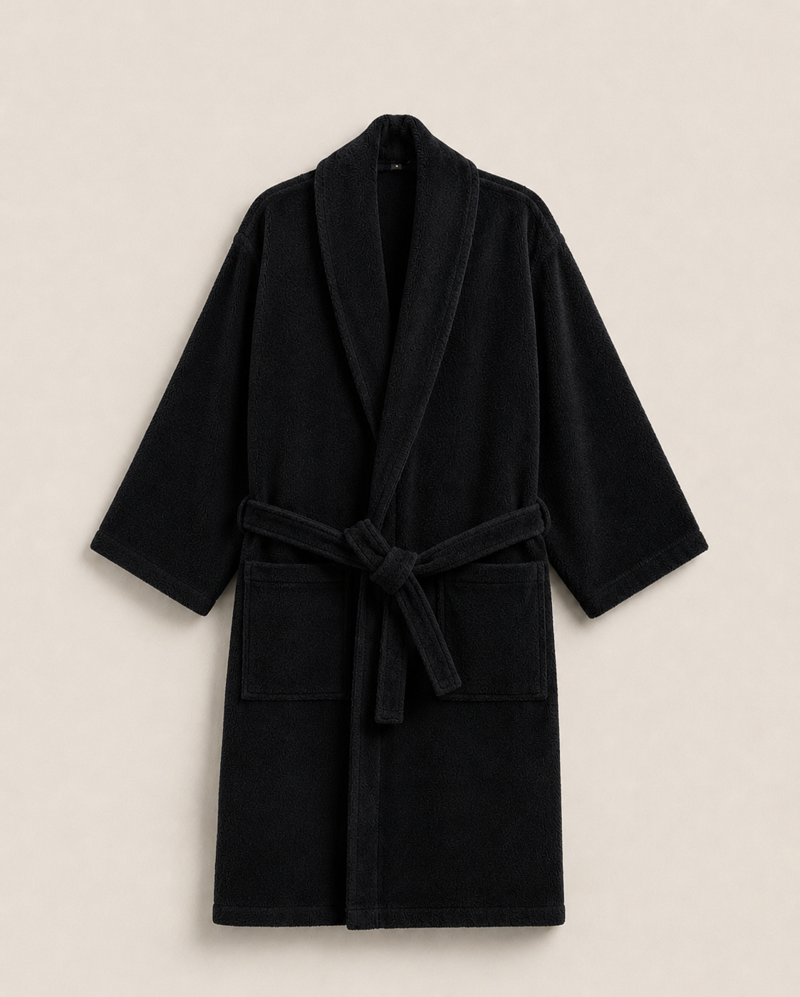 100% Cotton Bathrobe- Black Bath Linen Apricot