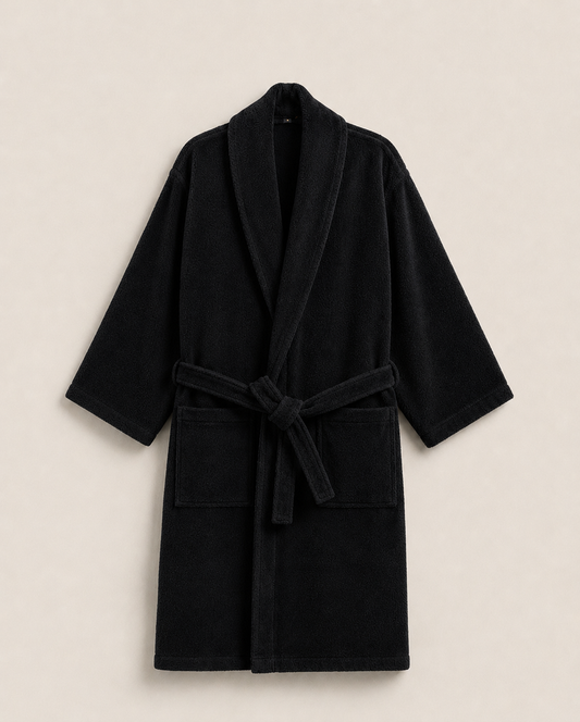 100% Cotton Bathrobe- Black