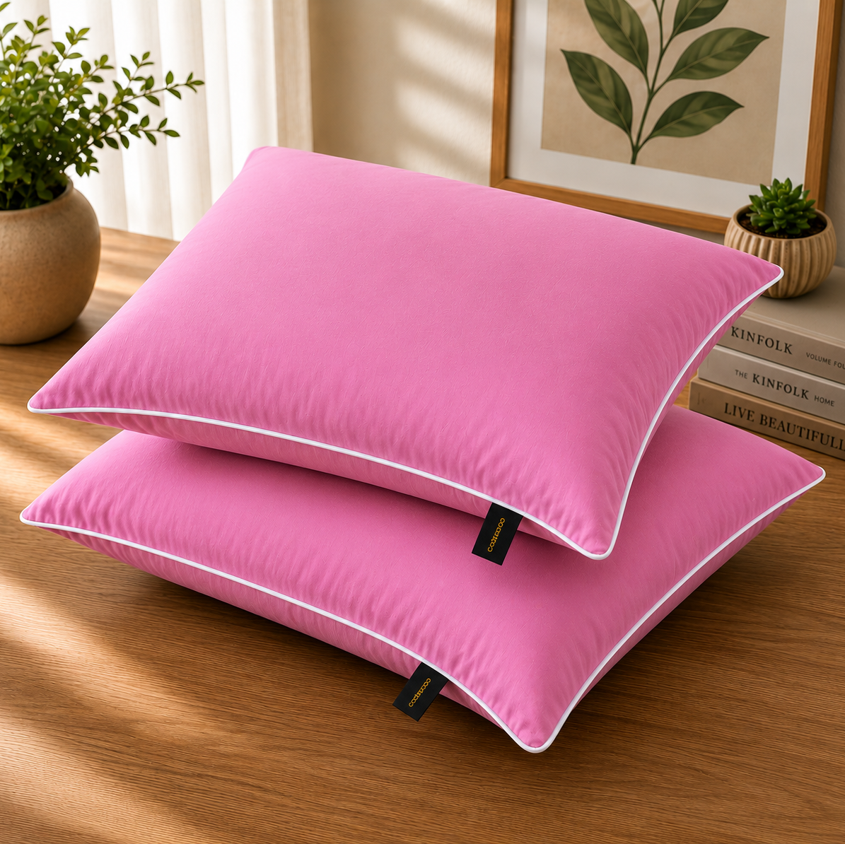 Printed Pillow Covers Pack of 2- PC0042 cushions Apricot