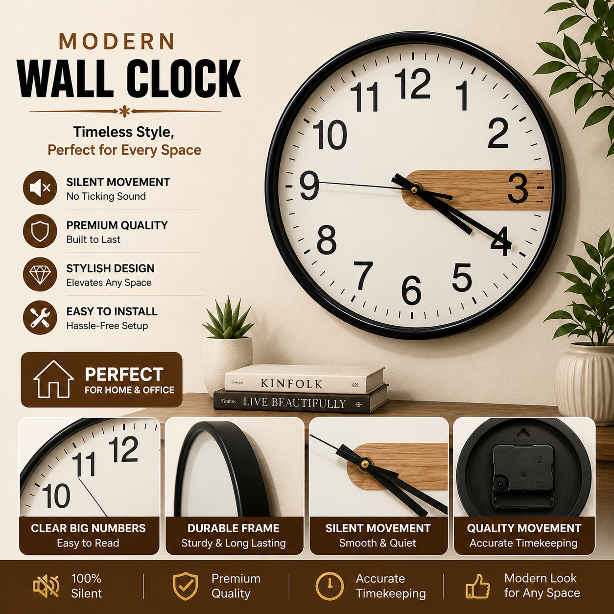 30CM Wall Clock- (SA2405-199) Black