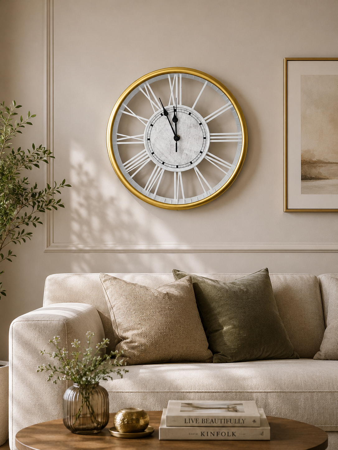 30CM Wall Clock- (SA2405-179) GOLDEN Clock Apricot