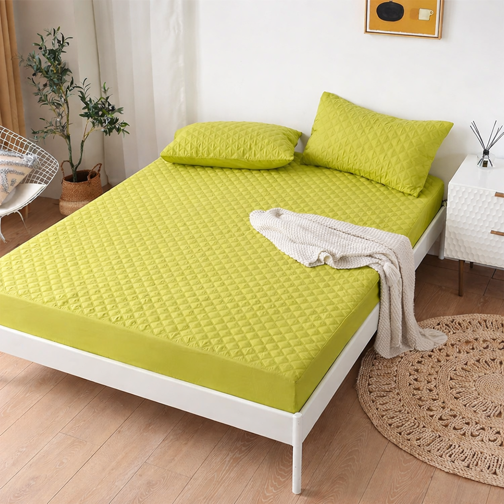 Quilted Waterproof Mattress Protector-Lime Protectors Apricot