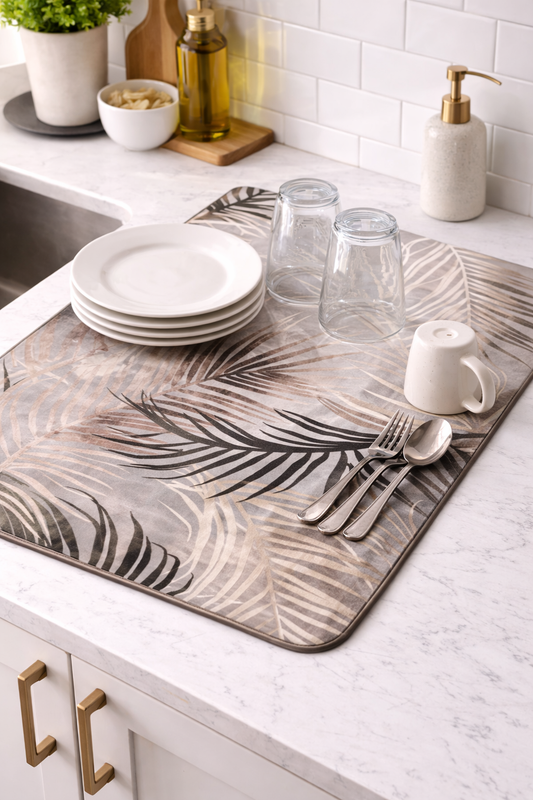 Anti Slip Dish Drying Mat-Beige Feathers Rugs Apricot