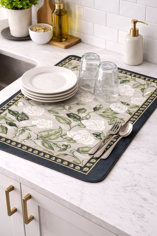 Anti Slip Dish Drying Mat-Daisy Rugs Apricot