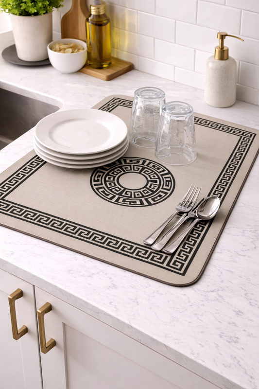 Anti Slip Dish Drying Mat-Versace Rugs Apricot