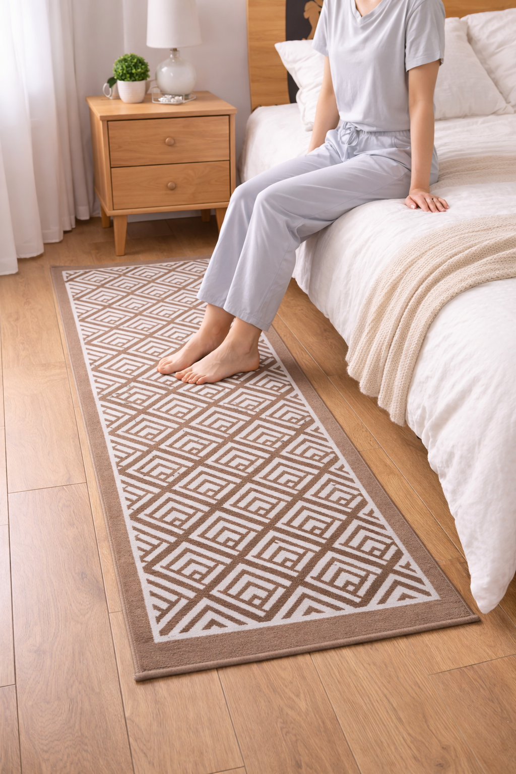 50*150 CM Non Slip Bedside Rug (SA2510-120)Beige Apricot