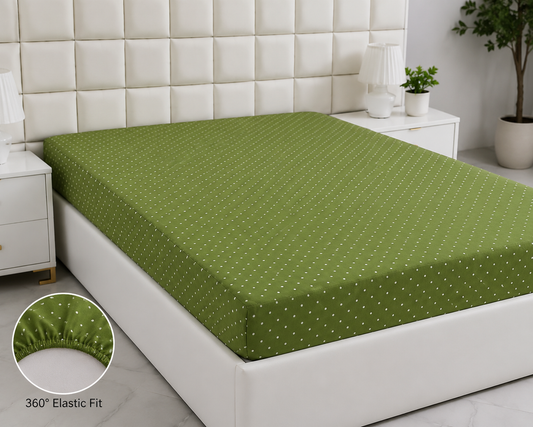 Quilted Waterproof Mattress Protector- Olive Polka Protectors Apricot