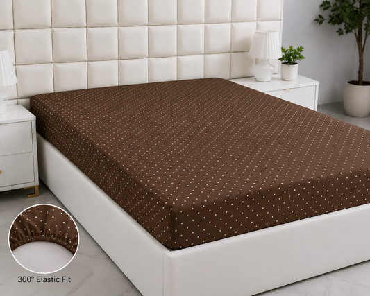 Quilted Waterproof Mattress Protector- Brown Polka Protectors Apricot