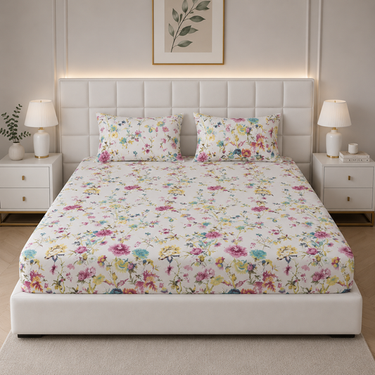Fitted Bed Sheet- Cosmos Fitted Sheets Apricot