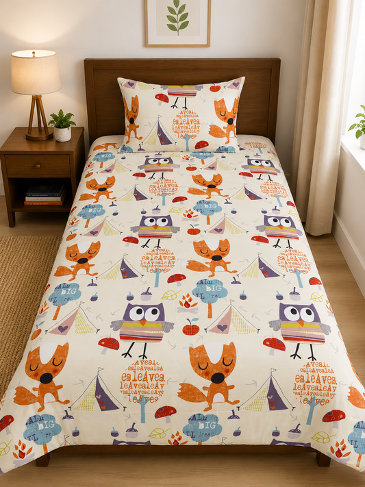 2Pcs Single Bed Sheet- SB-183 single bed sheet Apricot