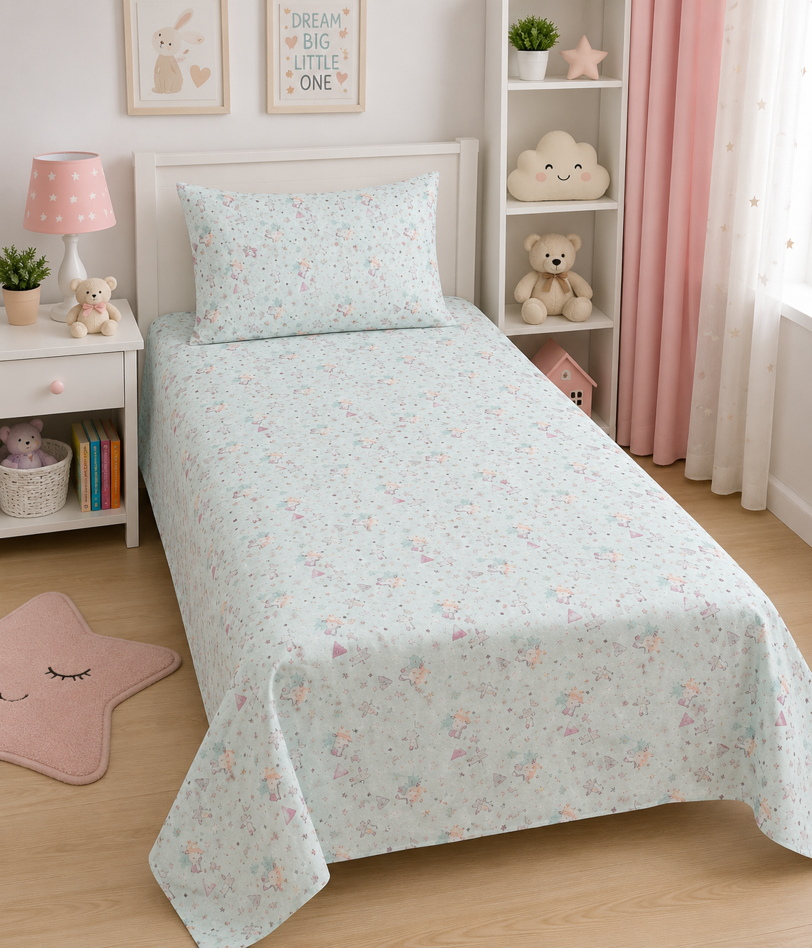 2Pcs Single Bed Sheet- SB342 single bed sheet Apricot