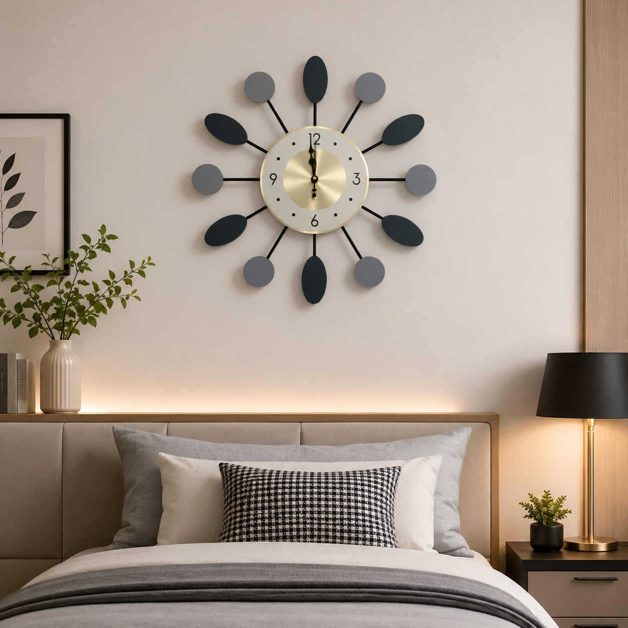 60CM Metal Oval Style Wall Clock-(SA2311-188) Clock Apricot