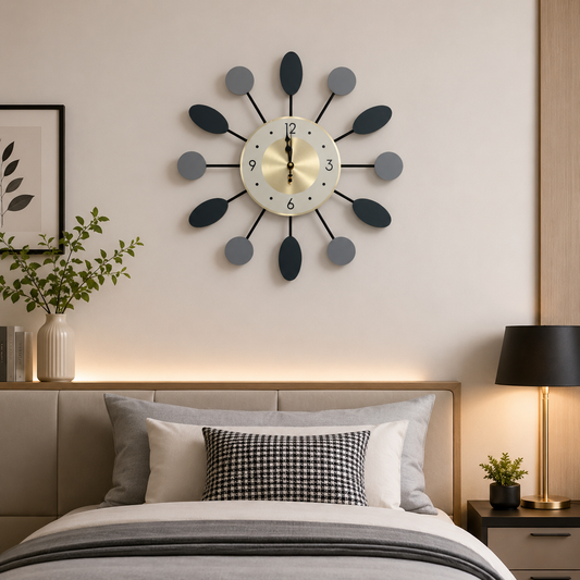 60CM Metal Oval Style Wall Clock-(SA2311-188) Clock Apricot