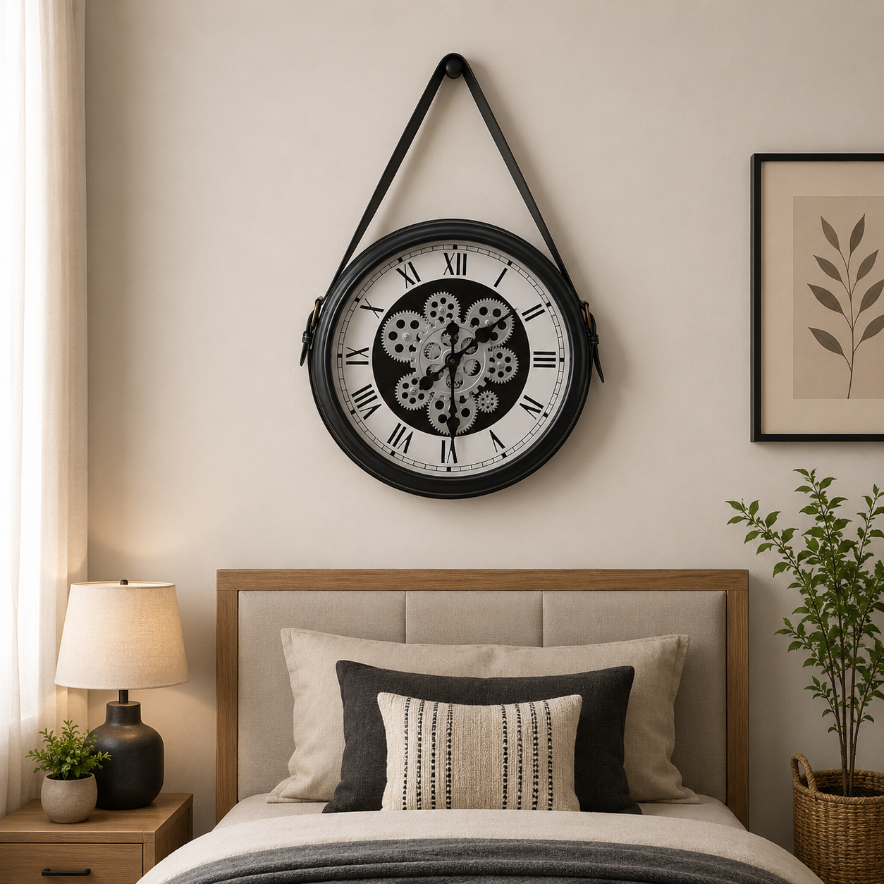 40cm Wall Clock-SA2405-214 Peter Strap(Black) Clock Apricot