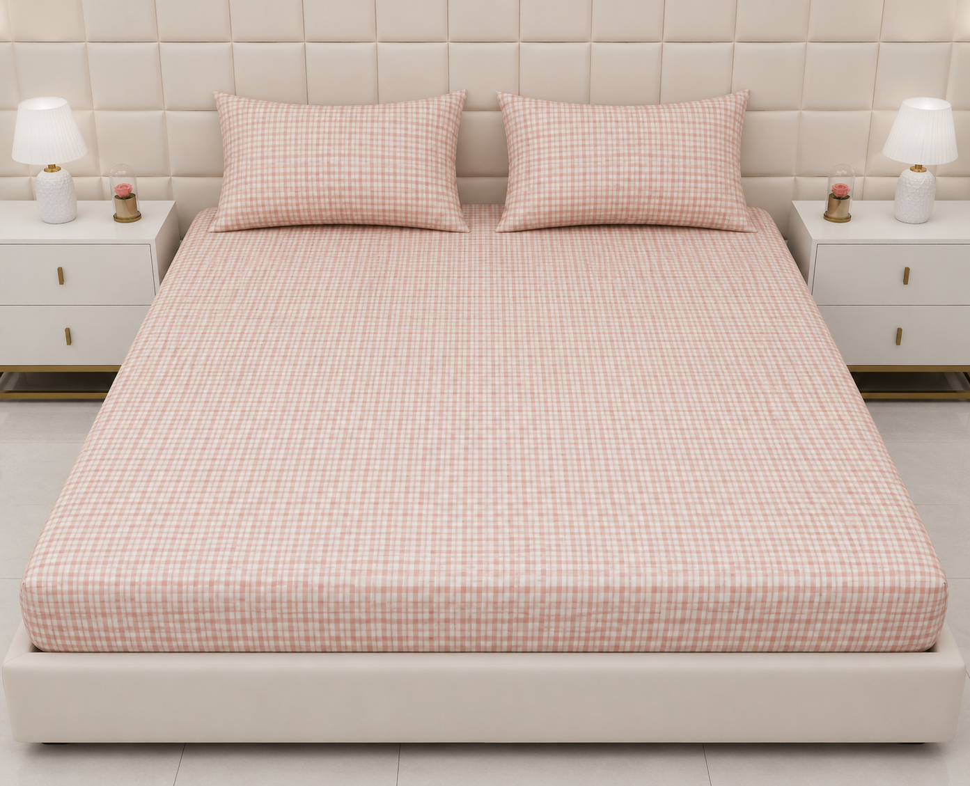 Fitted Bed Sheet- FT0034 Fitted Sheets Apricot