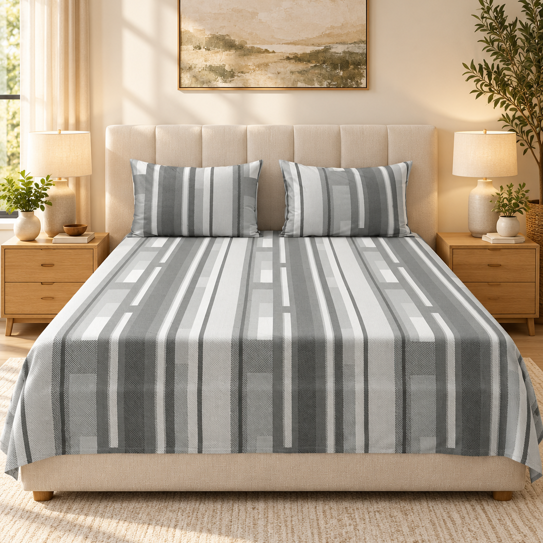 3 PCs Double Bed Sheet-DB116