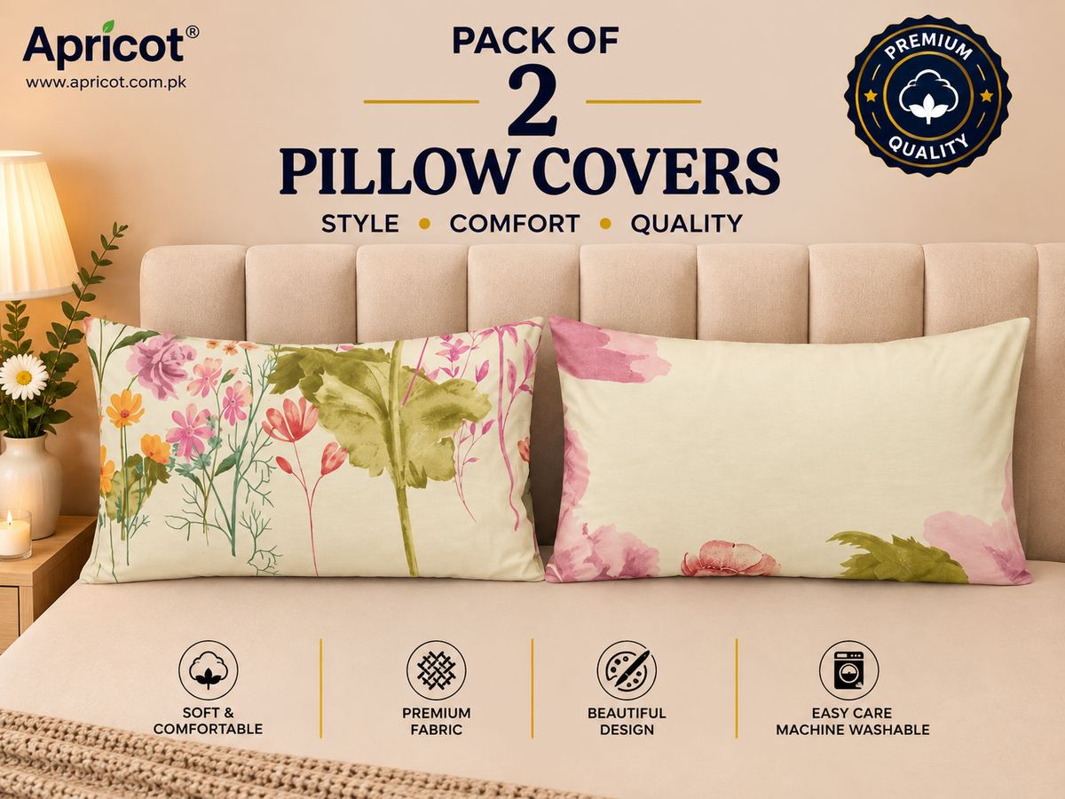 Printed Pillow Covers Pack of 2- PC00152 cushions Apricot
