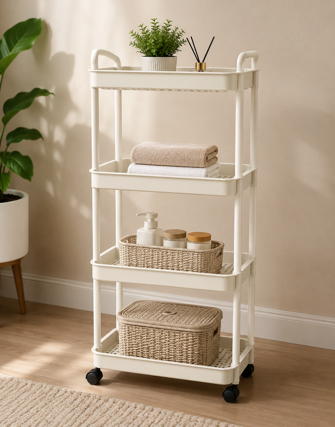 4-Layers Multi-function Trolley Storage Organizer(5295) Storage Organizer Apricot