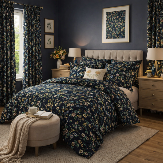 Duvet Cover-Black Meadows Bed Sheets Apricot