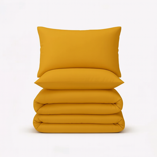 Solid Duvet Cover-Mustard Bed Sheets Apricot