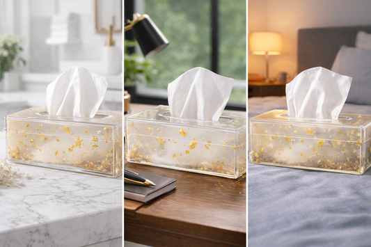 Elegant Transparent Tissue Box(SA2408-247) Tissue Box Apricot